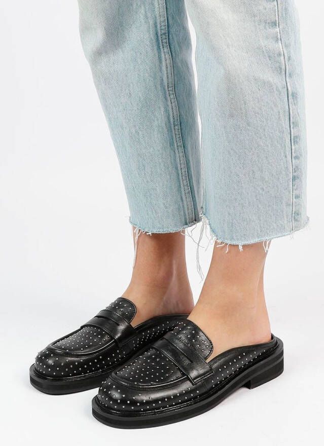 Sacha Dames Zwarte leren slip ons met studs - Foto 2