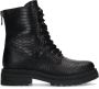 Sacha leren veterboots met crocoprint zwart - Thumbnail 2