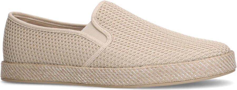 Sacha Heren Beige canvas loafers met geweven touwzool