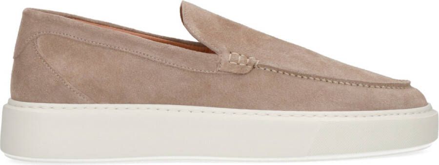 Sacha Heren Beige suède loafers met witte zool