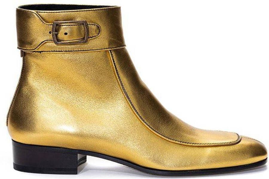 Saint Laurent Gouden Leren Laarzen Yellow Dames