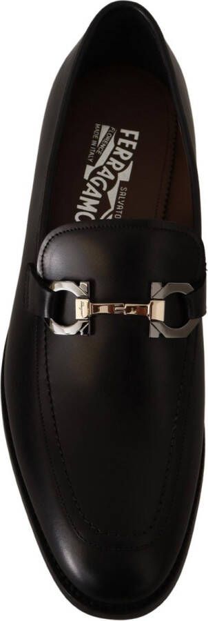 Salvatore Ferragamo Luxe Leren Loafers Gancio Bit Stijl Black Heren