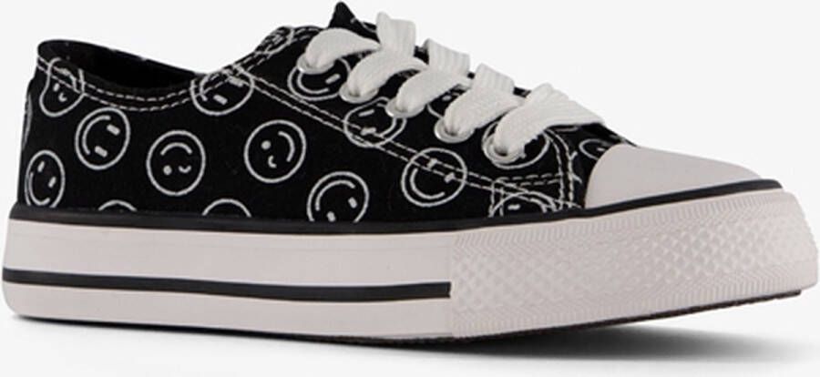 Scapino Canvas kinder sneakers zwart met smileys