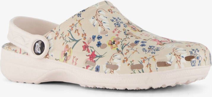 Scapino Dames klompen beige met bloemenprint Clogs