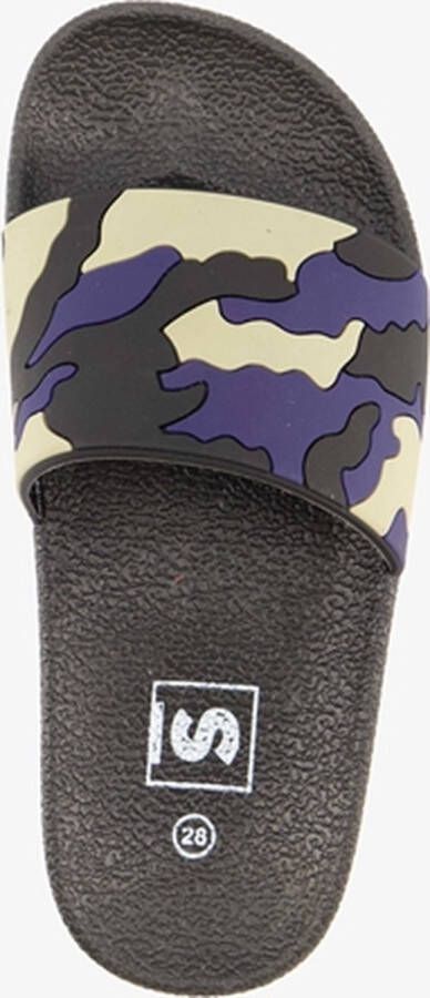 Scapino Kinder badslippers met camouflageprint Zwart