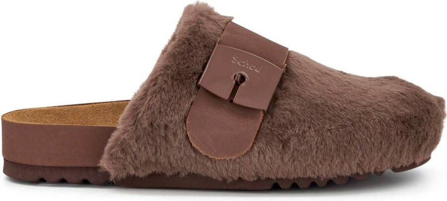 Scholl ALASKA 3.0 Synthetic fur GR Womens Brown FALSO Clogs Brown