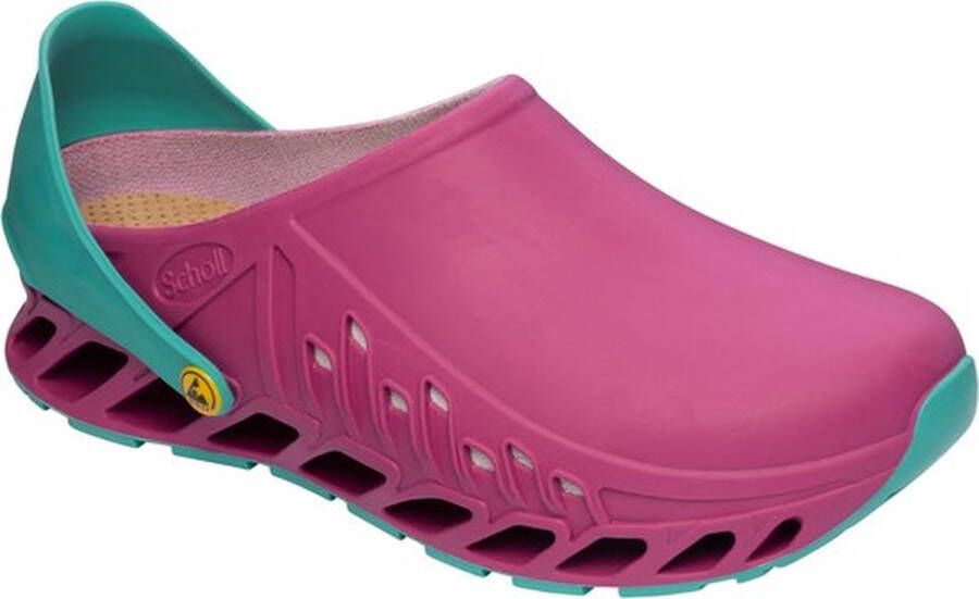 Scholl EVOFLEX Tpr -U Fuchsia Emerald Unisex Clogs Fuchsia Emerald