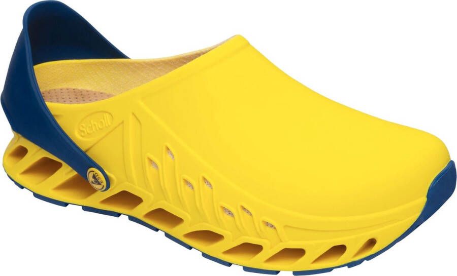 Scholl EVOFLEX Tpr -U Yellow Navy Blue Unisex Clogs Yellow Navy Blue