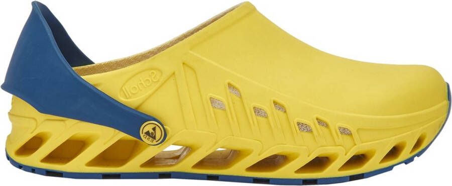 Scholl EVOFLEX Tpr -U Yellow Navy Blue Unisex Clogs Yellow Navy Blue