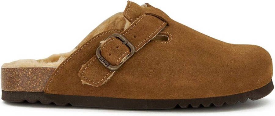 Scholl Fae New Fur Suede Taupe Clogs Dames