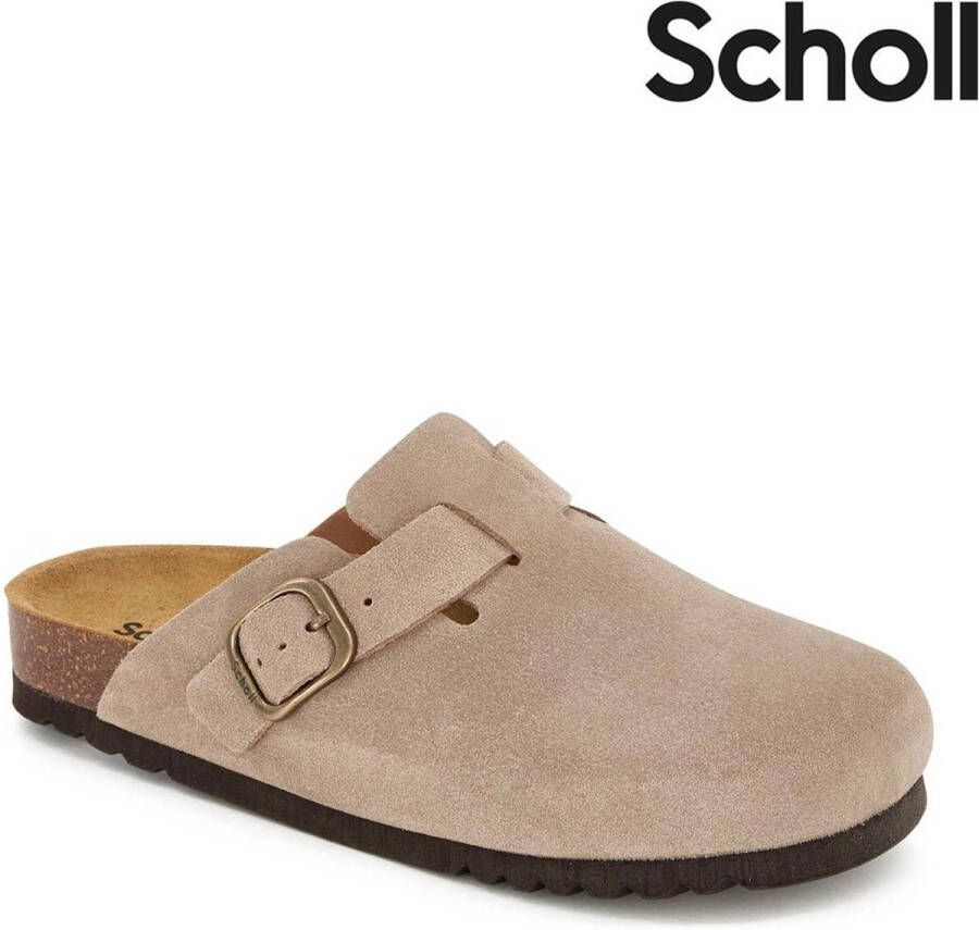 Scholl FAE NEW Suede SA Womens Dark Beige FALSO Clogs Dark Beige