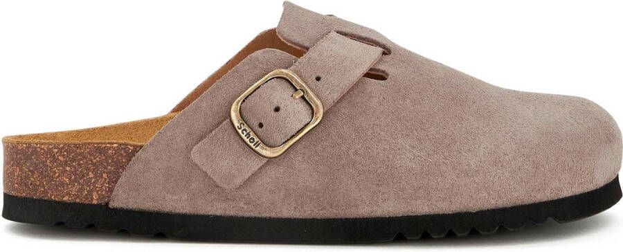 Scholl FAE NEW Suede SA Womens Dk Taupe FALSO Clogs Dk Taupe