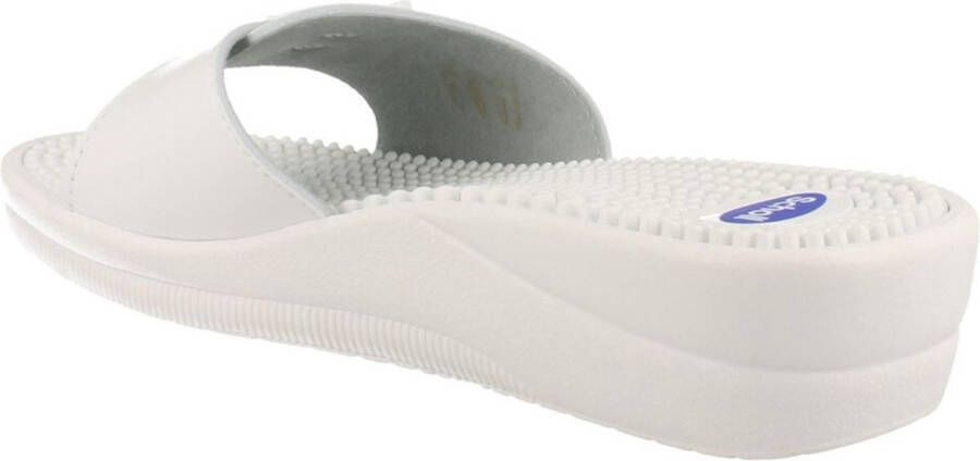 Scholl NEW MASSAGE PVC Womens White FALSO Mules White