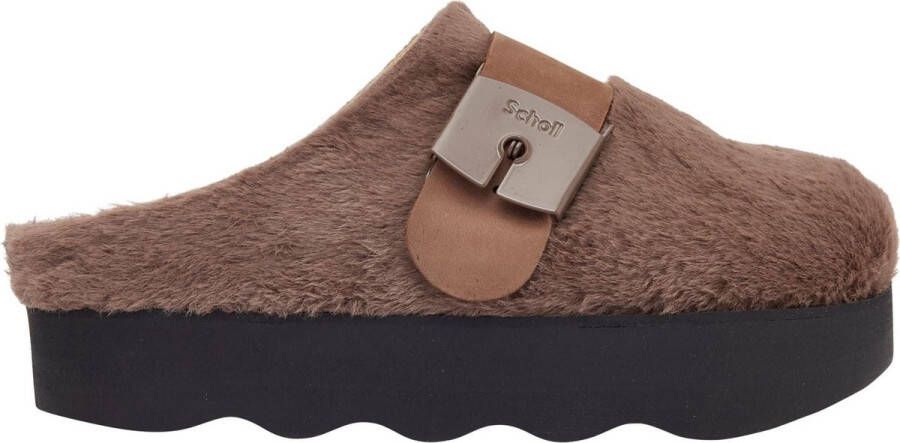 Scholl GRETA E Synthetic fur Womens Brown FALSO Clogs Brown