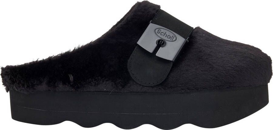 Scholl GRETA E Synthetic fur Womens Black FALSO Clogs Black