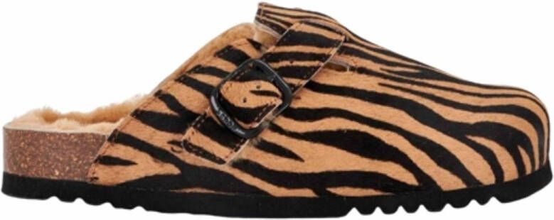 Scholl Klomp Women Fae New Suede Sa Brown Animalier