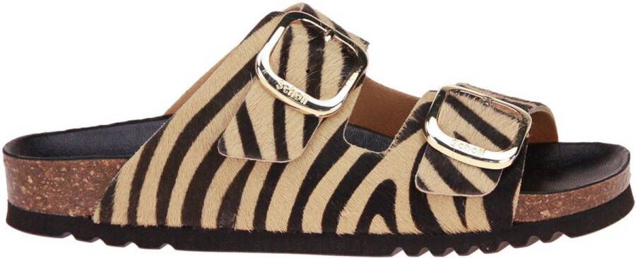 Scholl Noelle Slipper Zebra Beige-Zwart