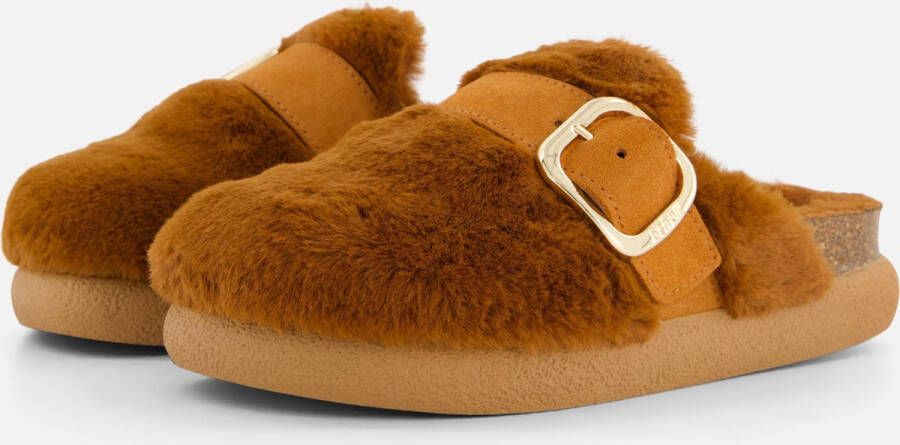 Scholl Pantoffels cognac Imitatiebont Dames