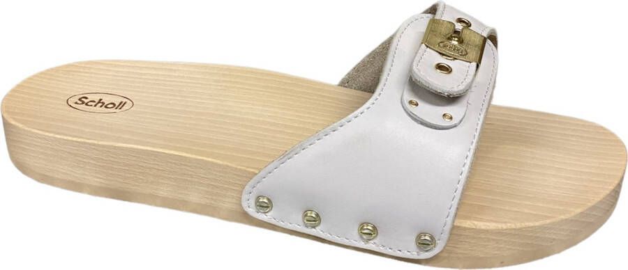 Scholl Pescura Flat Lea-W bianco- slipper- klompen