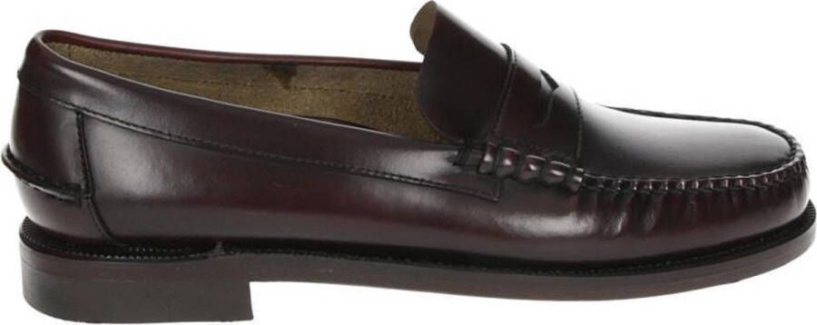 Sebago Bordeauxrode Leren Instap Platte Schoenen Brown Heren