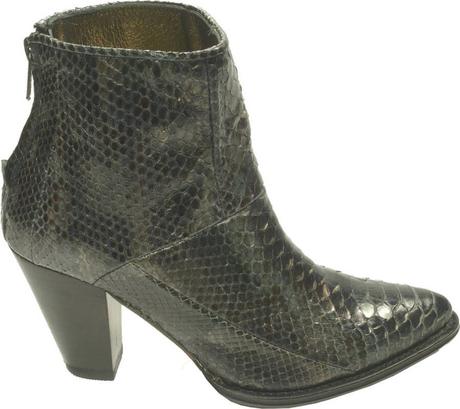 Sendra boots 12027 Eva Zwart Handgemaakte Dames Enkelaars Ritssluiting Lederen Zool Spitse Neus Hoge Hak Echt Leer