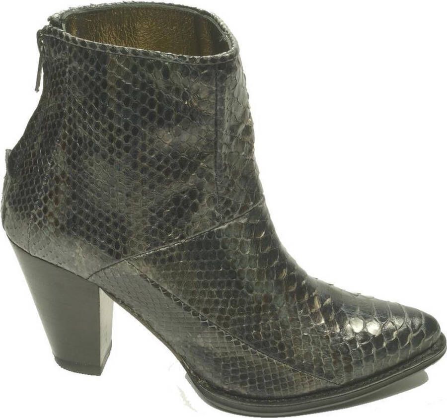 Sendra boots 12027 Eva Zwart Handgemaakte Dames Enkelaars Ritssluiting Spitse Neus Hoge Hak Echt Leer