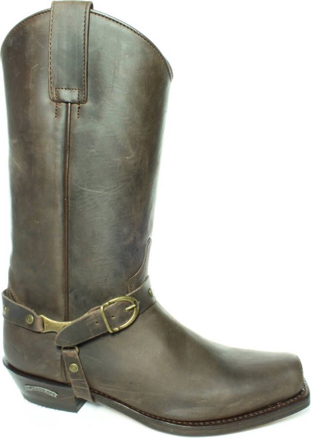 Sendra Boots 3091 Seta Bruin Biker Western Cow Laarzen Handgemaakt Vierkante neus Schuine hak Leren Zool Treklussen Echt Leer