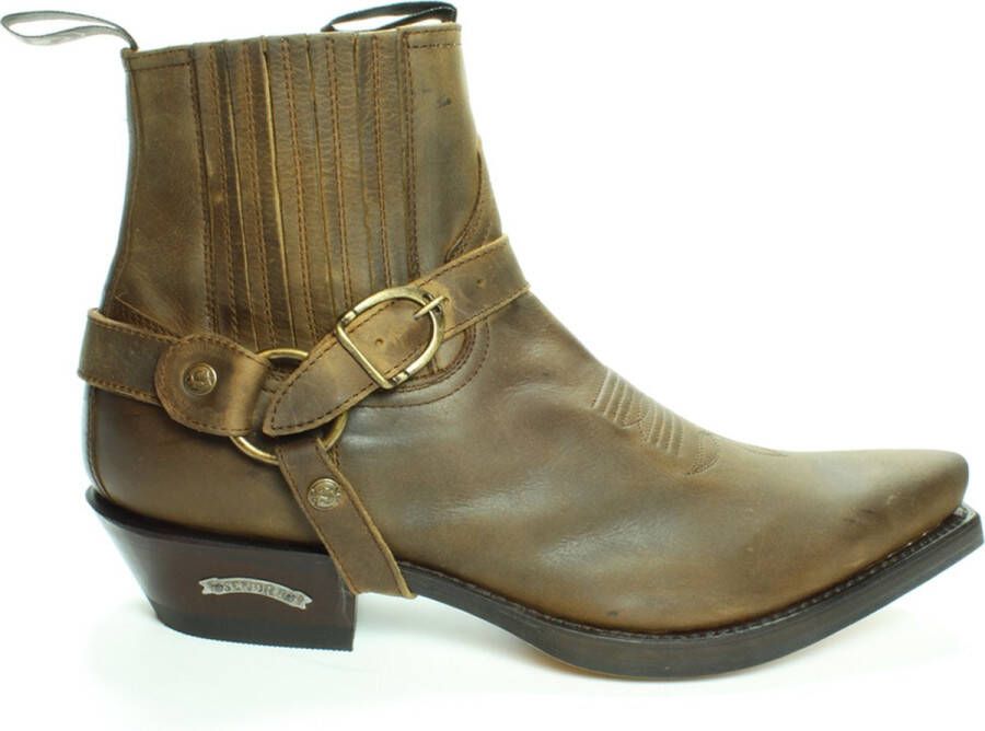 Sendra Boots 4674 Hilux Bruin Cowboy Western Korte Laarzen Heren Enkellaars Spitse Neus Beetje Schuine Hak Elastiek Sluiting Afneembaar Sierspoor Goodyear Welted Echt Leer