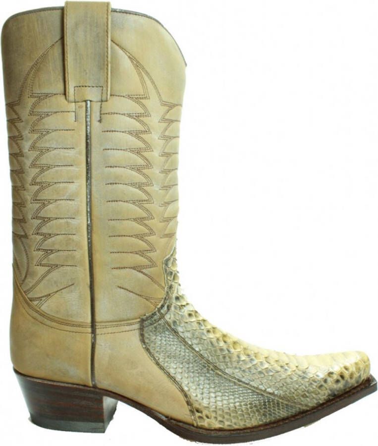 Sendra boots 5907 Mimo Zandkleur Heren Cowboy Western Laars Spitse Neus Beetje Schuine Hak Rechte schacht Treklussen Handgemaakt Echt Leer - Foto 1