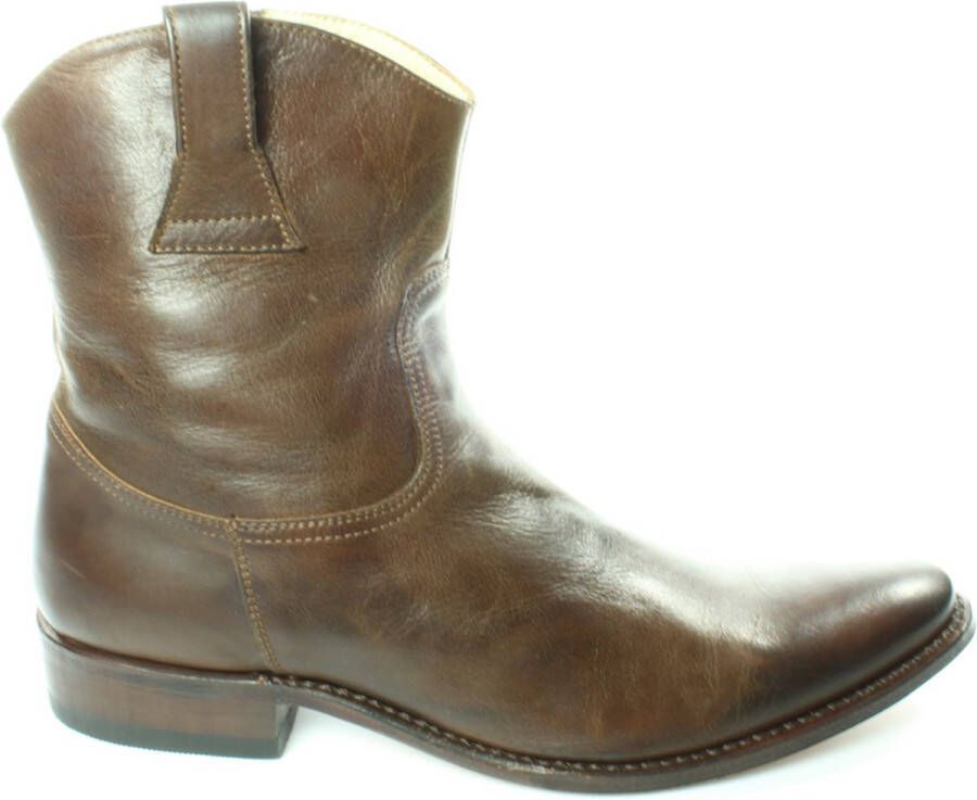 Sendra boots 6329 Campera Bruin Heren Enkellaars Western Geklede Korte Boots Ronde Neus Rechte Hak Lederen Zool Rits Sluiting Echt Leer