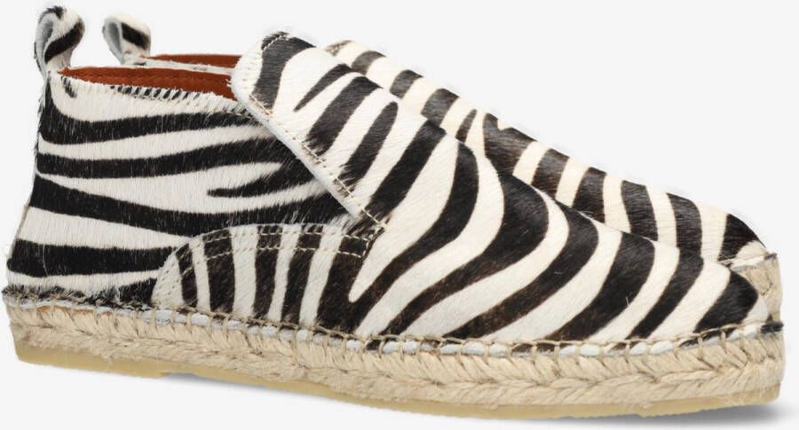 Shabbies Amsterdam Espadrille Elche Lofa Zebra White Zwart