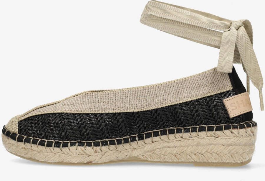 Shabbies Amsterdam Espadrille Palma Kimono Raffia Zwart