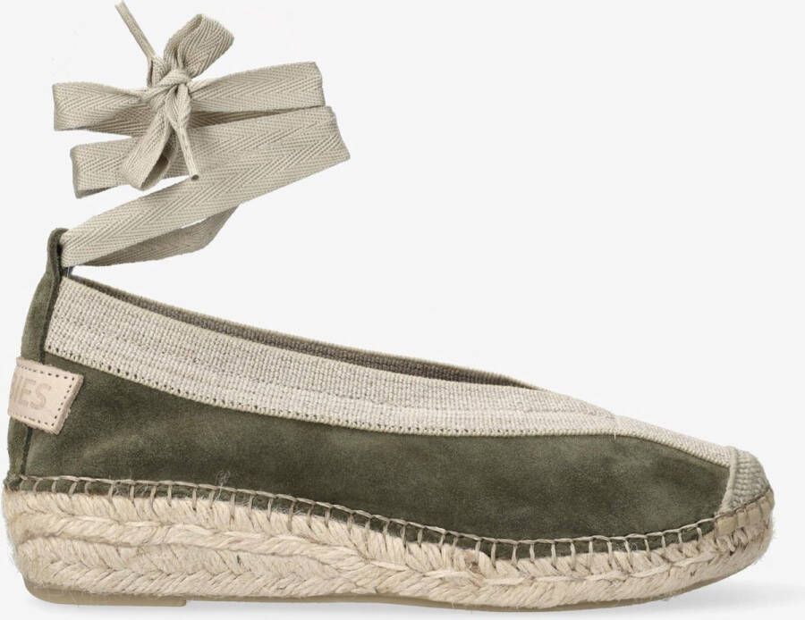 Shabbies Amsterdam Espadrille Palma Kimono Suede Army Green