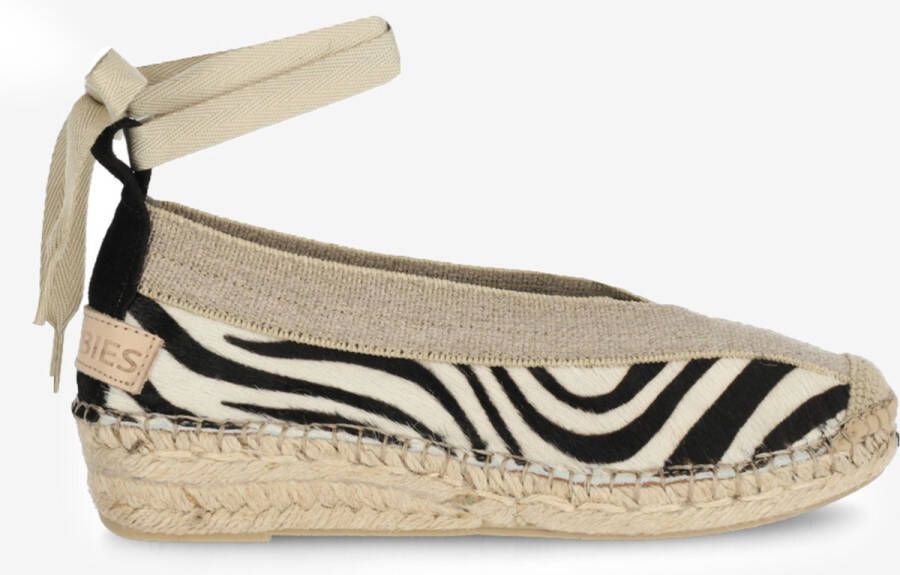 Shabbies Amsterdam Espadrille Palma Kimono Zebra White Zwart