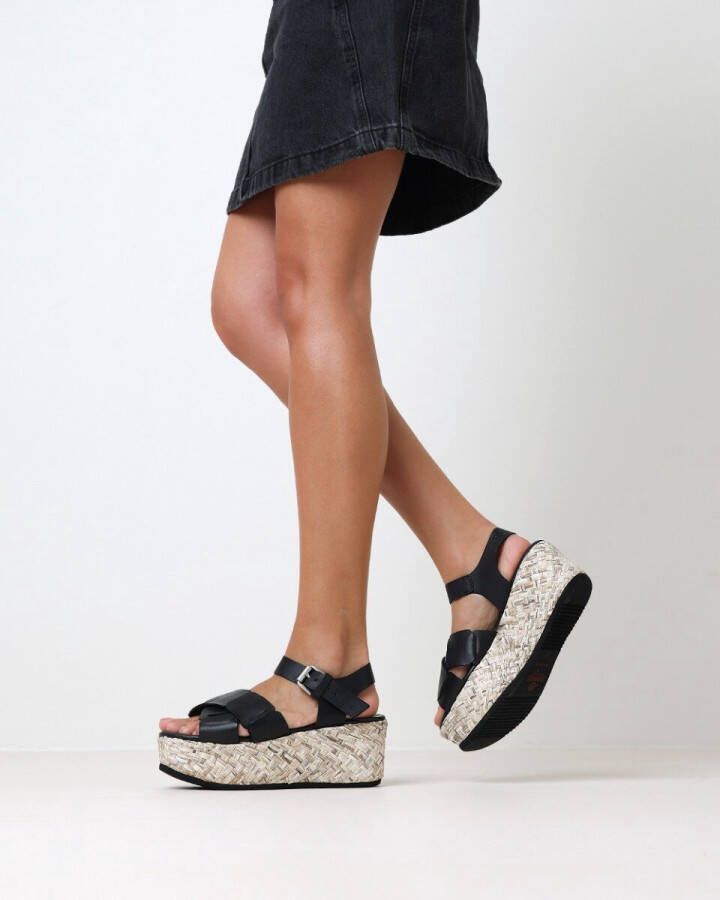 Shabbies Amsterdam Espadrille Isa sandaal glad leer zwart - Foto 1