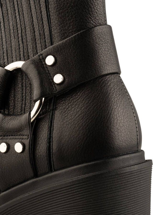 Shoe the Bear Leren Bikerlaars met Harnasdetails Black Dames