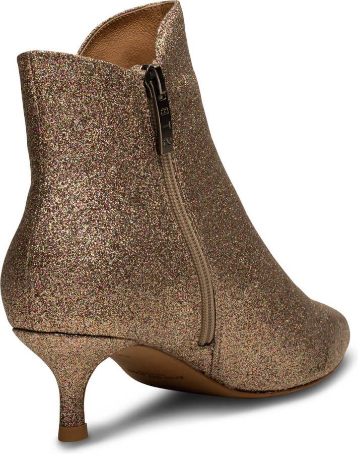 Shoe the Bear Glitter Leren Enkellaarsje Elegante Rits Brown Dames