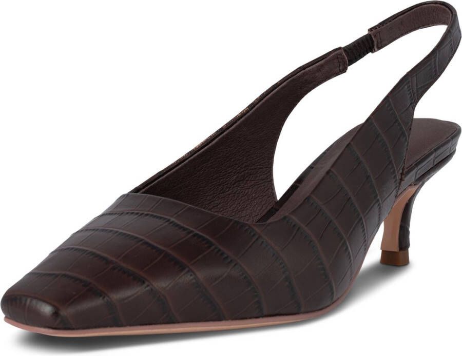 Shoe the Bear Croco Leren Slingback Hak Chocolade Brown Dames