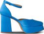 Shoe the Bear Elegante Satijnen Plateauhakken met Enkelband Blue Dames - Thumbnail 1