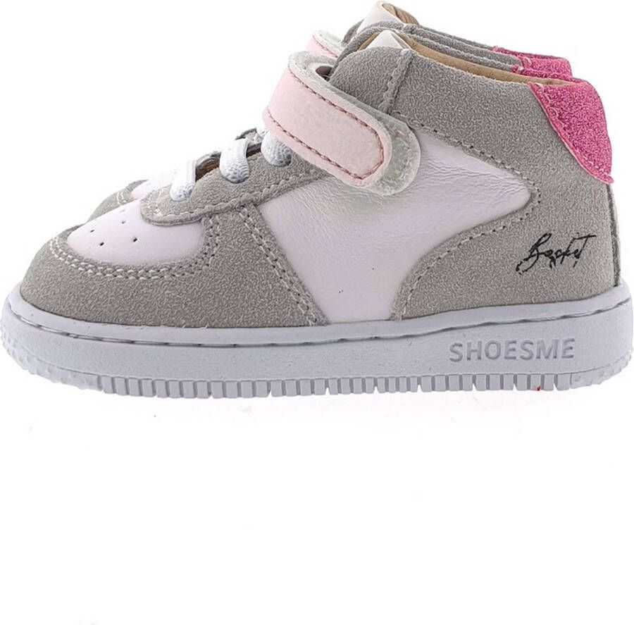 Shoesme Baby Babysneakers Meisjes Grey White Pink Leer