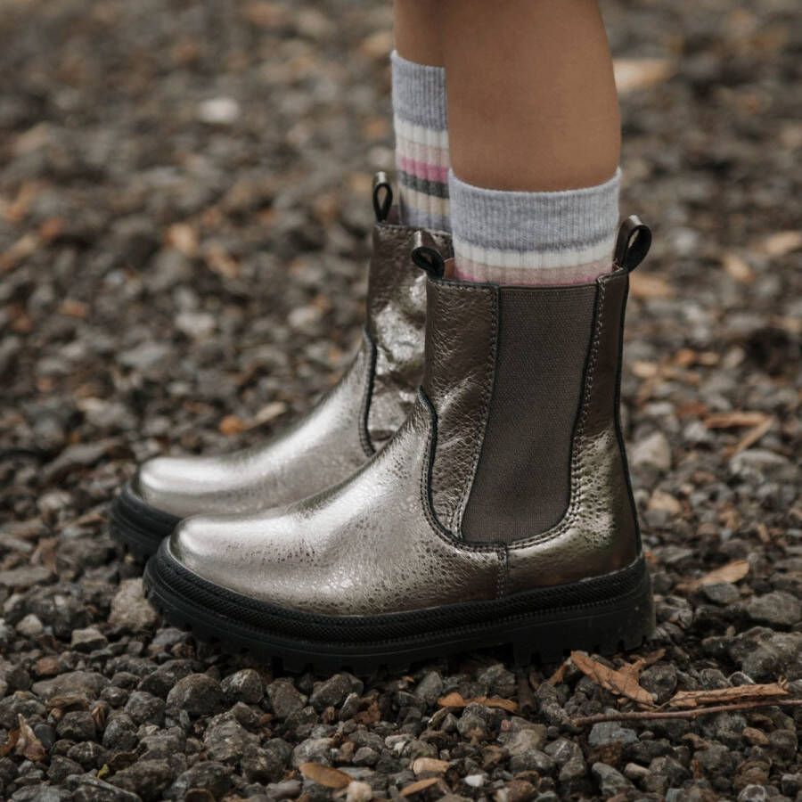 Shoesme Bikerboots Meisjes Old Silver Leer