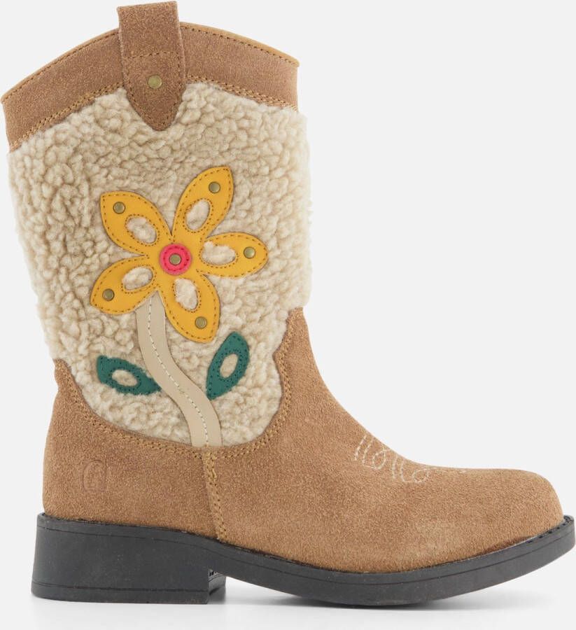 Shoesme suède cowboylaarzen beige Bruin Meisjes Suede Bloemen 32