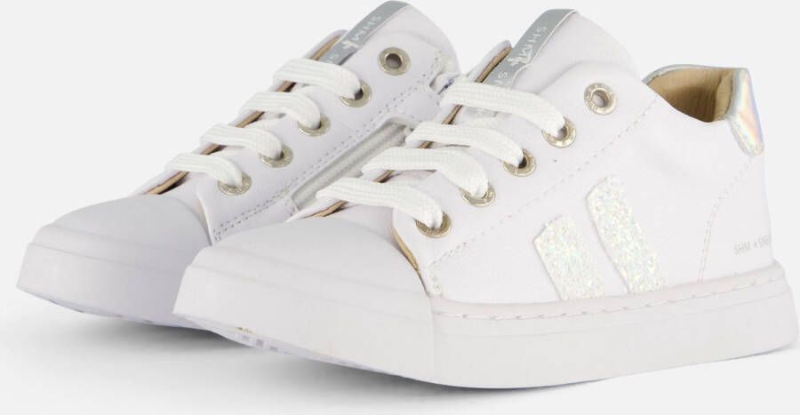 Shoesme leren sneakers wit zilver Meisjes Leer Meerkleurig 31