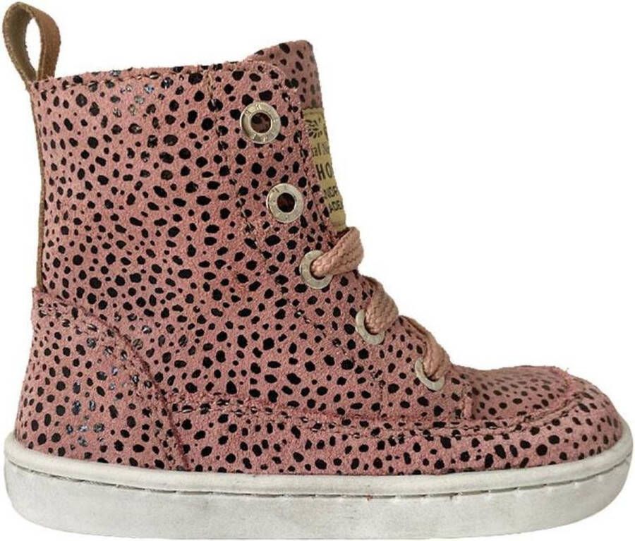 Shoesme Roze Veterboots Pink Black Dots