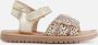 Shoesme leren sandalen met ponyhair goud beige - Thumbnail 1