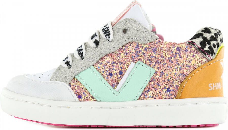 Shoesme sparkling roze sneaker met multi-color details