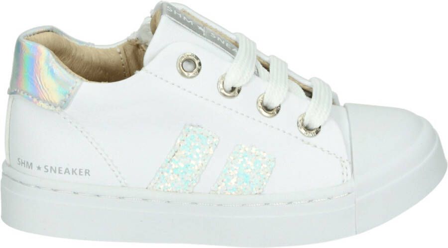 Shoesme leren sneakers wit zilver Meisjes Leer Meerkleurig 29