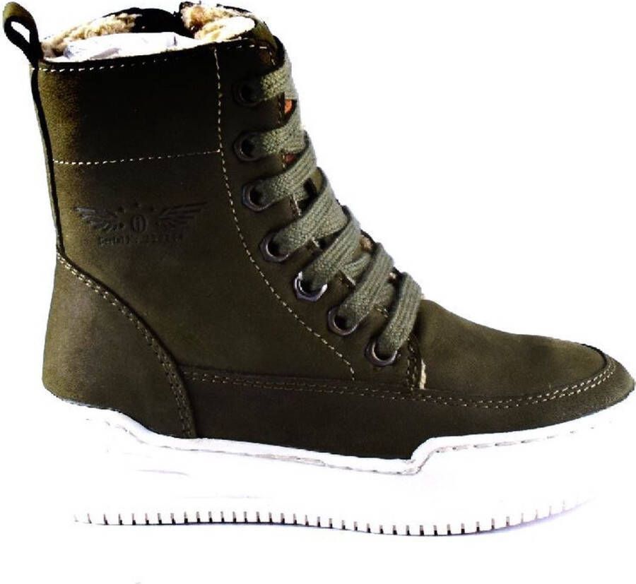 Shoesme Veterboots Meisjes jongens Green Warm gevoerd