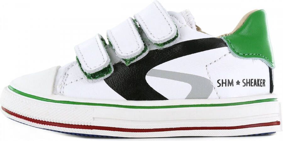 Shoesme witte sneakers met groene hiel