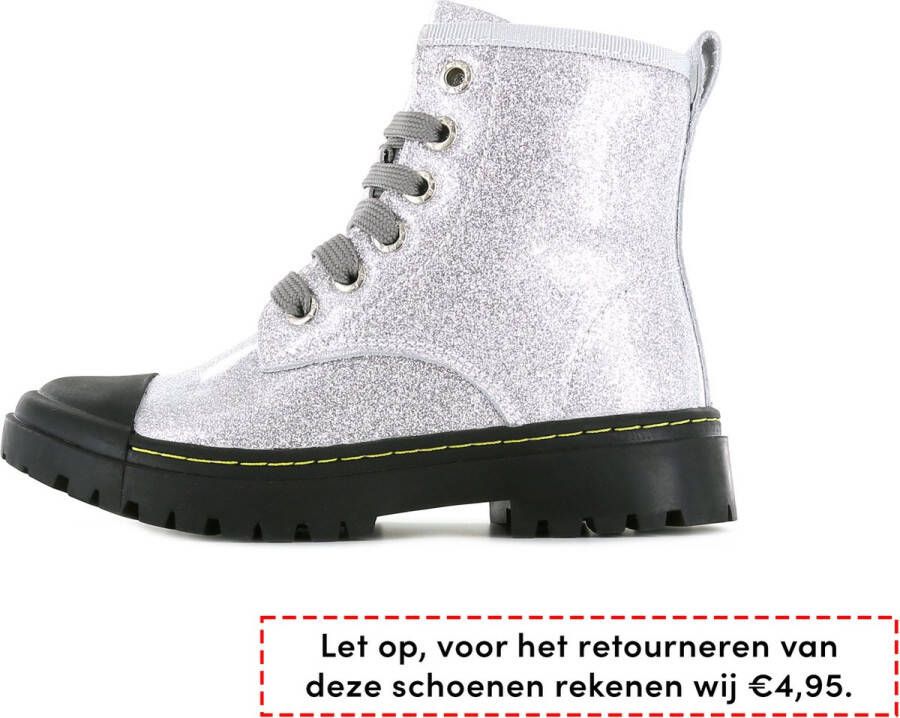 Shoesme zilvermetallic lage bikerboot met stootneus